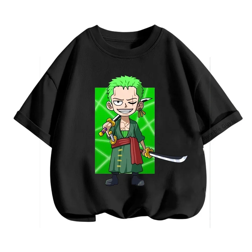 Zorro Tshirt Kids Anime One Pieces Clothes Boys T Shirt Girls Clothing Children Luffy T-shirt Summer Teen Short Sleeve Tops Tees