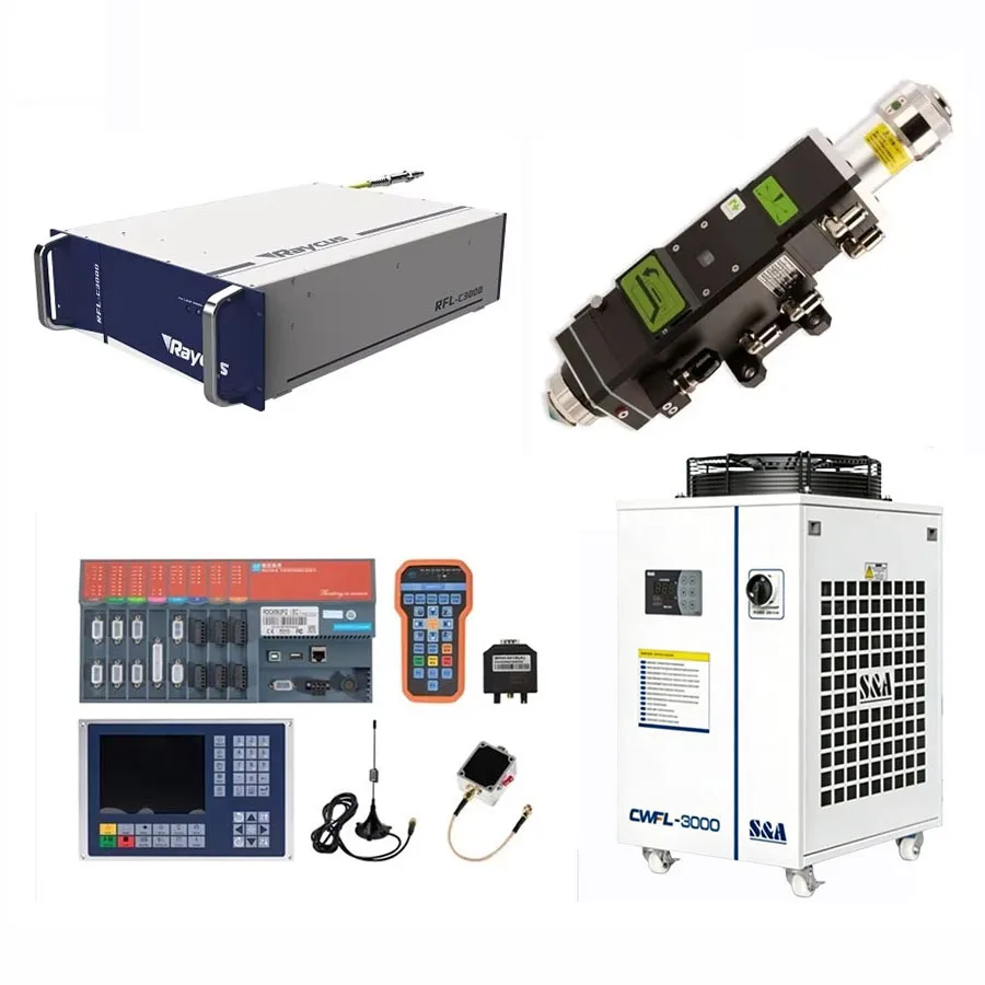 2026 Raycus 1500W/2000W/3000W fiber laser source BT240S laser cutting head RDC6563F laser cutting control system and chiller