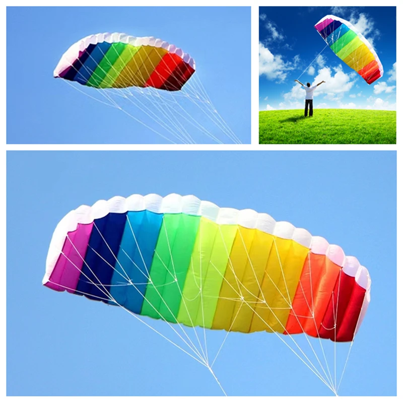 free shipping 270cm dual line large Parafoil kites fly Sports Beach stunt kite control bar outdoor toys rainbow high Line winder