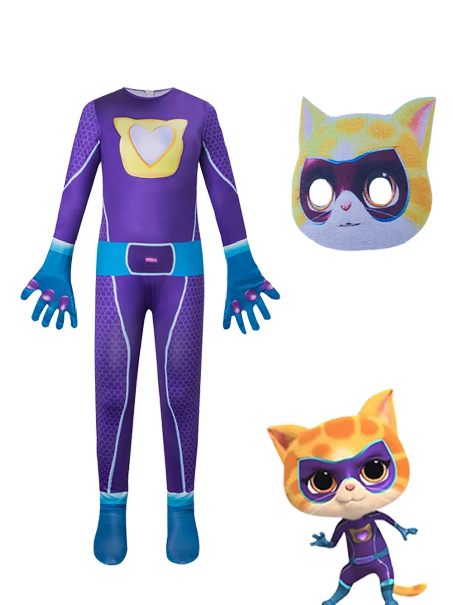 Game Anime Super Kitties Jumpsuit Role-playing Tight Fit Clothing Boy Girl Stage Performance Costumes Clothes Super Cat Bodysuit image 2