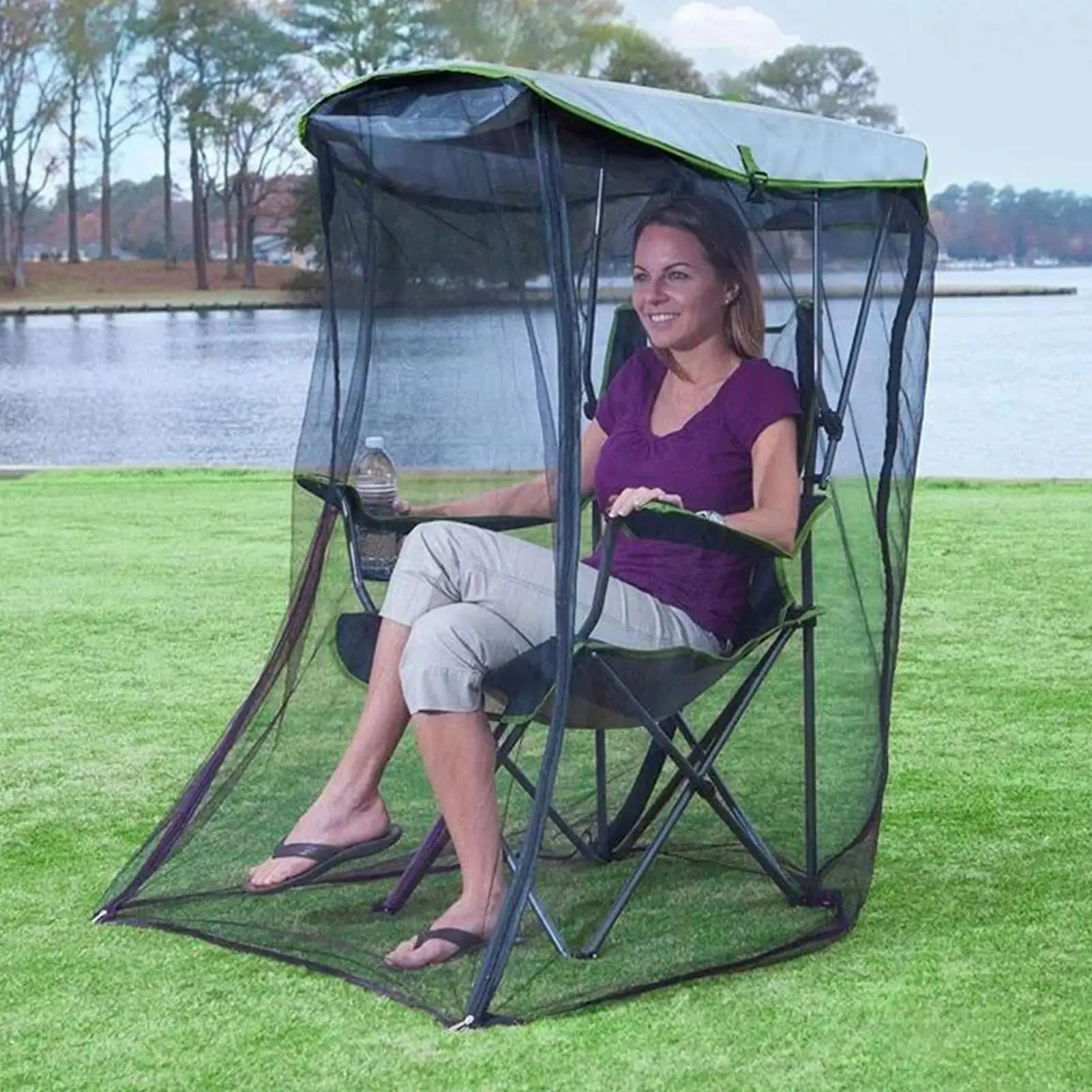 

Outdoor Foldable Camping Swing Mosquito Net for Garden Canopy Chair Fishing Sun Protection Insect Proof Polyester Curtain