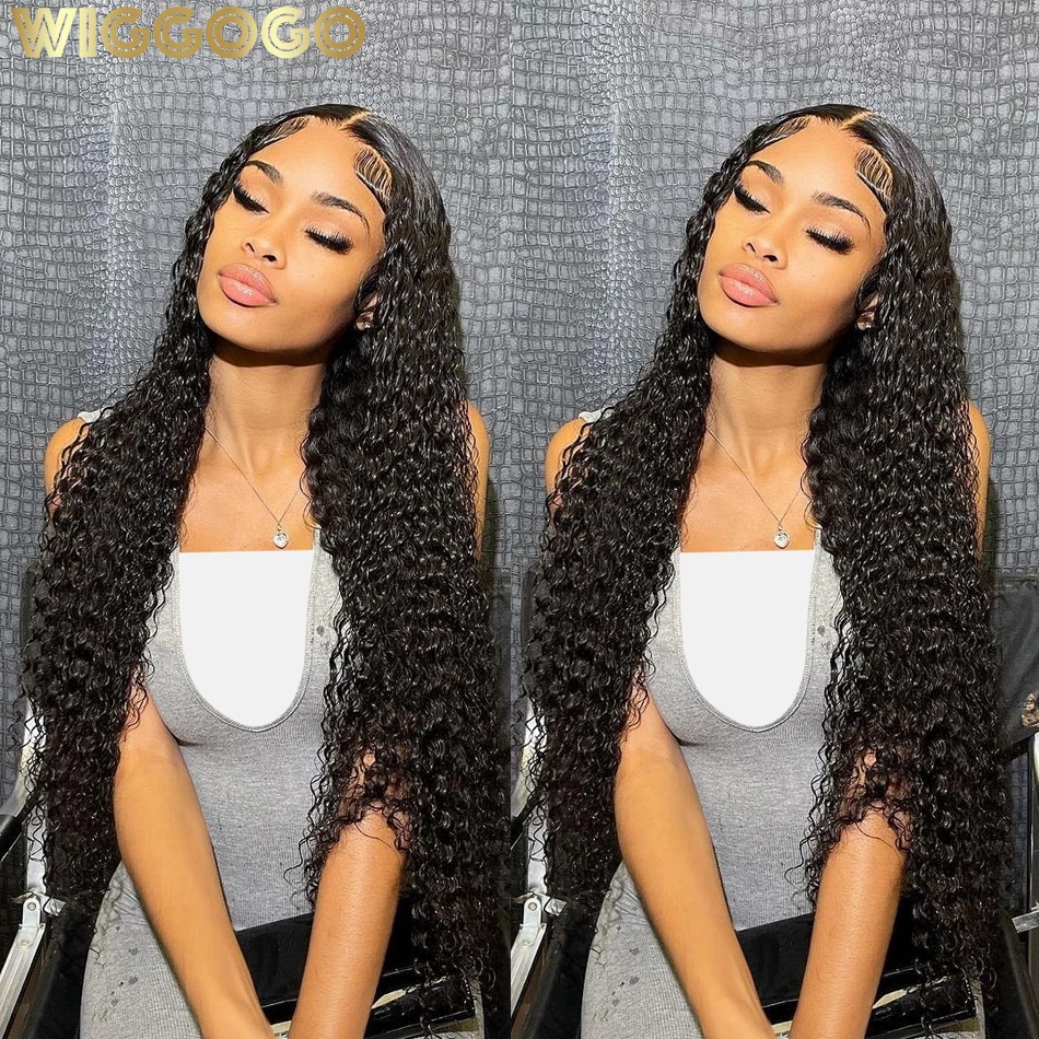 Wiggogo 250 Density 13x4 13X6 Hd Lace Frontal Wig 30 40 Inch Curly Lace Front Human Hair Wig Deep Wave Frontal Wig