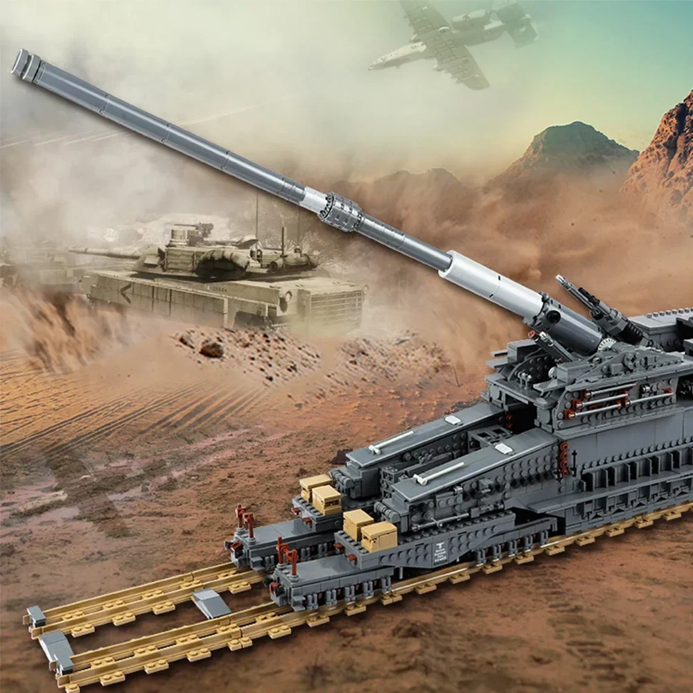 3846Pcs Building Blocks German 80cm K[E] Railway Gun Dora Military Weapon Tanks Technical Series Children Toys Boys Bricks Gifts