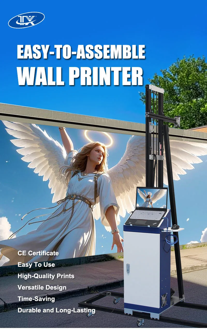 Chinese  Wall Printer Machine Wheels or Track L130 CMYK+W UV 3d Vertical Wall Printing Machine Inkjet Printer