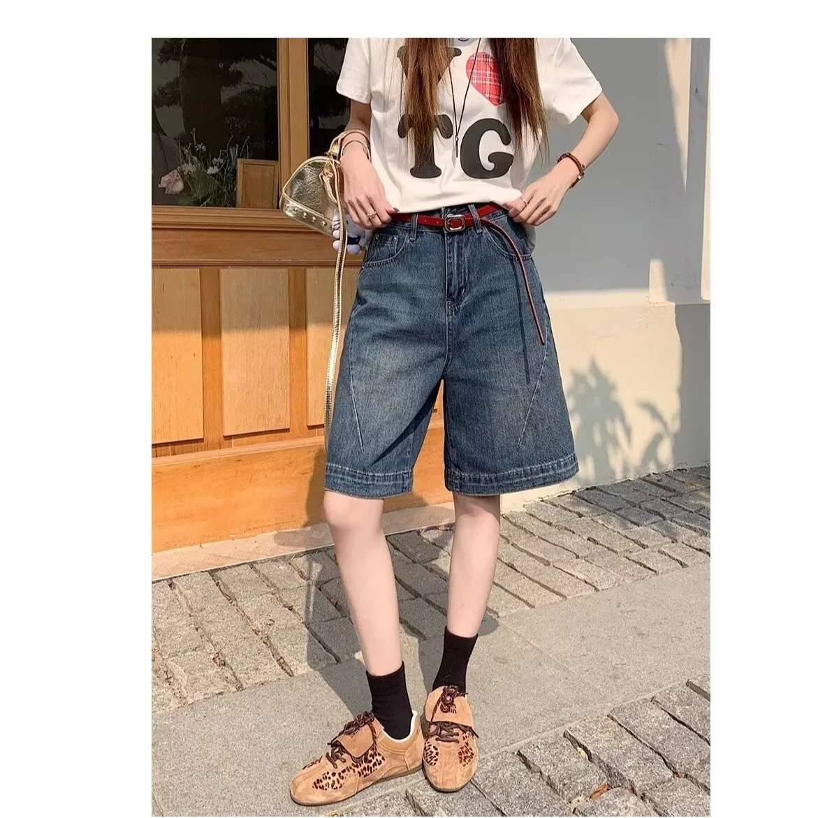 المرأة شورت جينز الدنيم امرأة السراويل ملابس الصيف عالية الخصر الجينز يرفع الأرداف Coquette فضفاض الجورت شوجو فتاة نمط