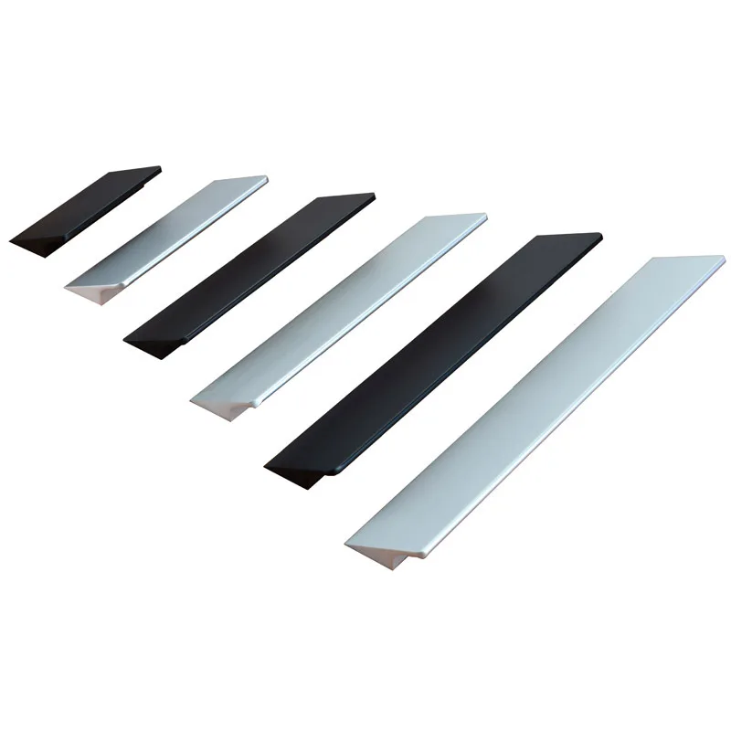 Top resistant drawer handle black aluminum alloy kitchen cabinet door silver invisible side buckle wardrobe ultra-thin strip