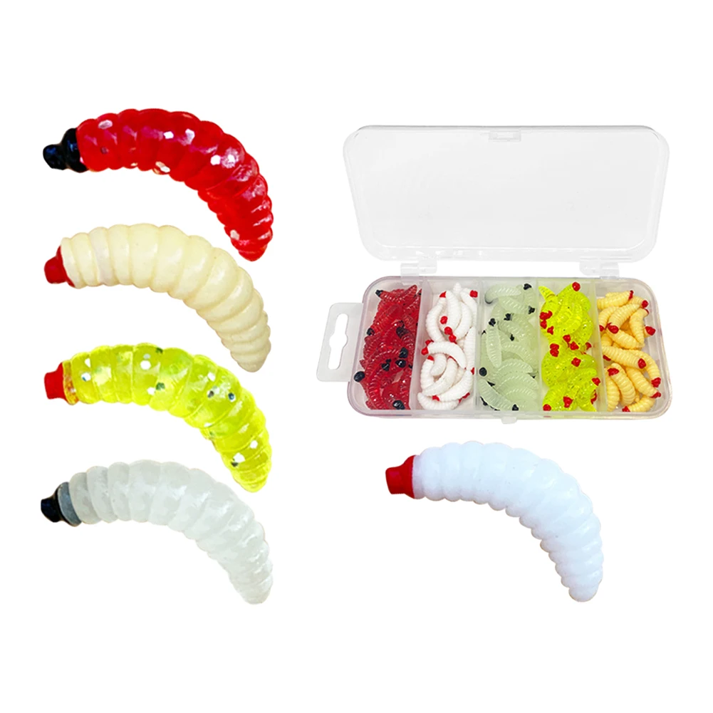 

Bait False Bread Worm Lure Bright Colors Realistic Baits Silica Gel 100pcs/box Fly Fishing Fresh Water Brand New