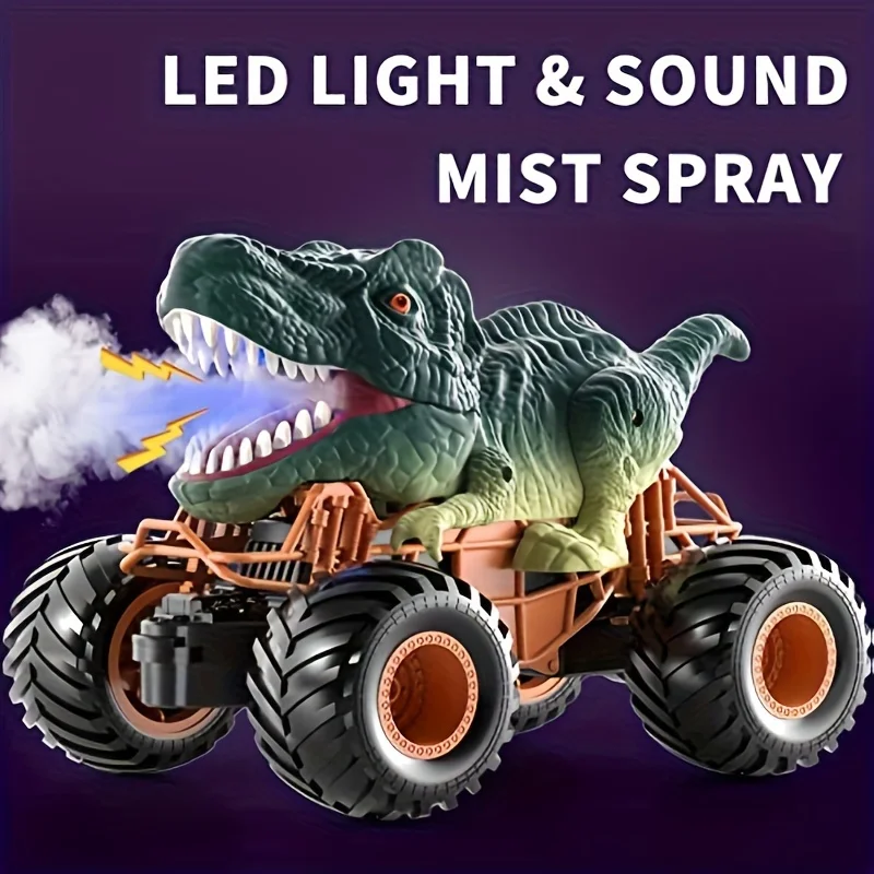 

Remote Control Dinosaur Cars, Kids 2.4Ghz RC Dinosaur Truck Toys With Light Sound Spray Function RC Car Toys Boys Christmas Gift