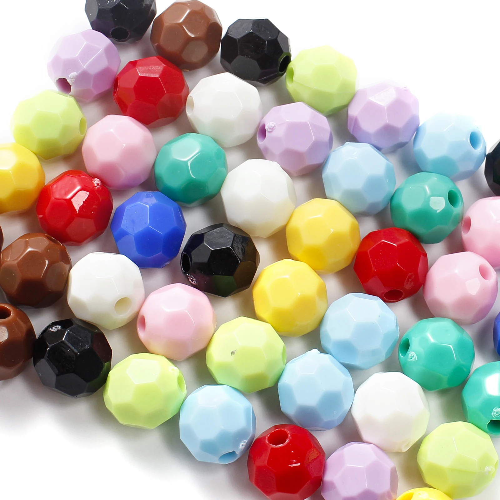 100 Stück 8mm Mehrfarbige Facettierte Acrylperlen Runde Form Zwischenperlen für Schmuckherstellung DIY Armband Halskette Zubehör – Detail 1
