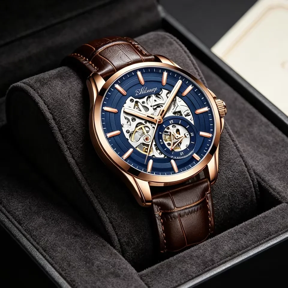 Top A Relogio Masculino AILANG Automatic Mechanical Luminous Stainless Steel Luxury Business Transparent Skeleton Watches