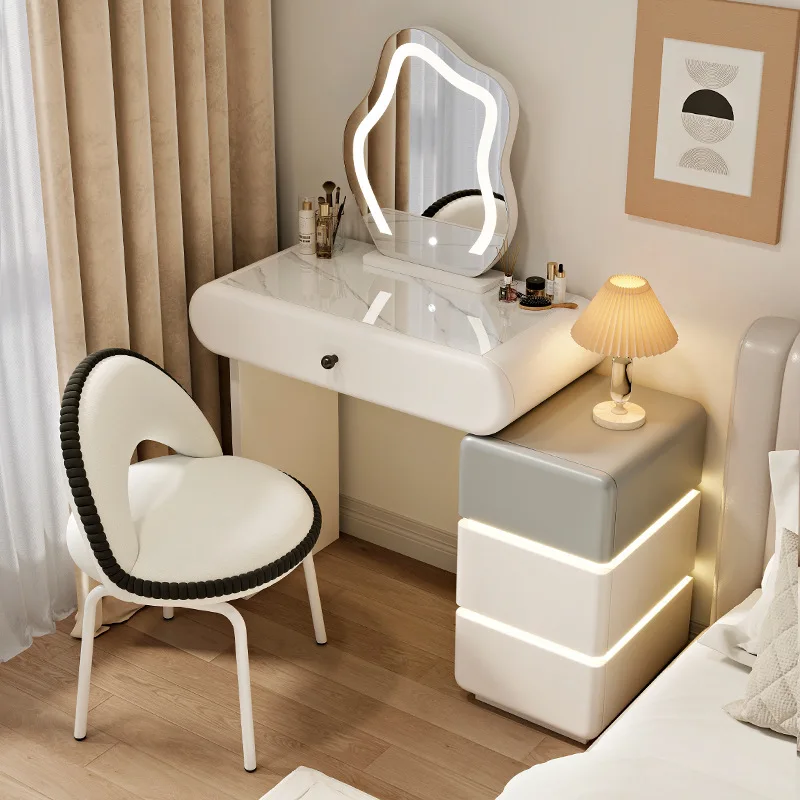 New 60cm solid wood dresser dressing table mirror stool drawer Nordic modern simple light luxury bedroom small