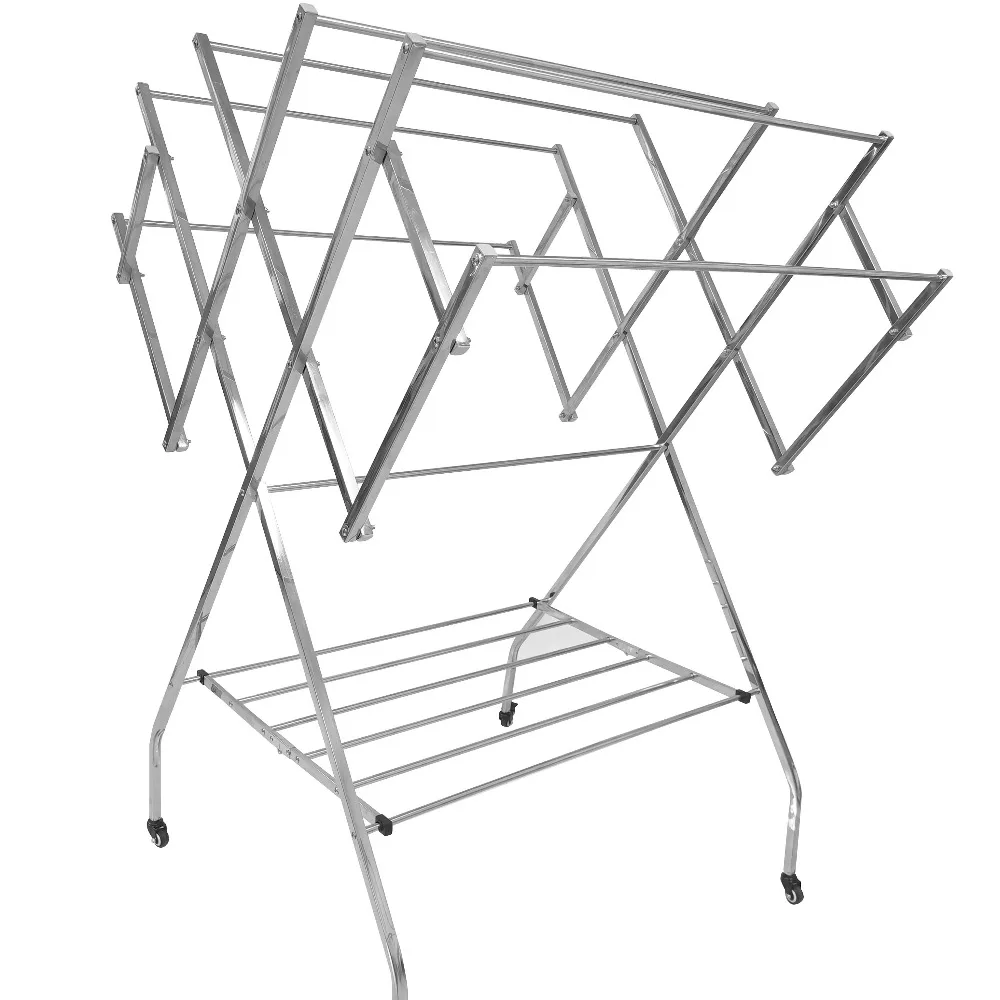 

WF-002 W стильная складная сушилка для одежды на колесиках из нержавеющей стали, ветрозащитная вешалка для белья для внутренней гостиной, ванной комнаты