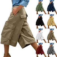 New Quick Dry Hiking Womens Athletic Cargo Casual Loose Wide-leg Pants 3/4 Knee Length Outdoor Riding Trousers - Image 2