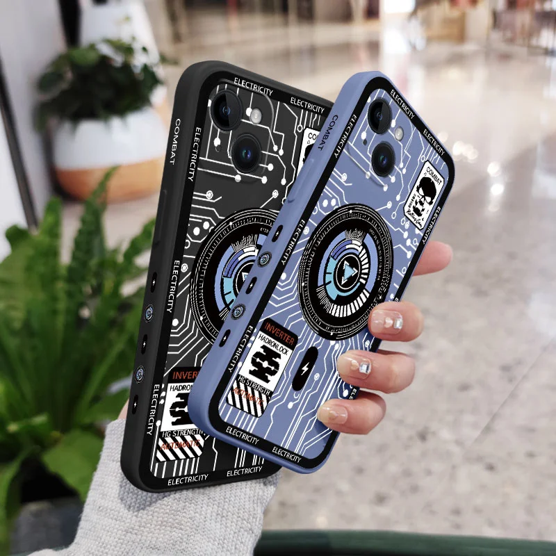 Mechanical Circuit Phone Case For iPhone 17 16 15 14 13 12 11 X XR XS SE2 SE2020 8 7 6 6S Plus Pro Max Mini Silicone Cover