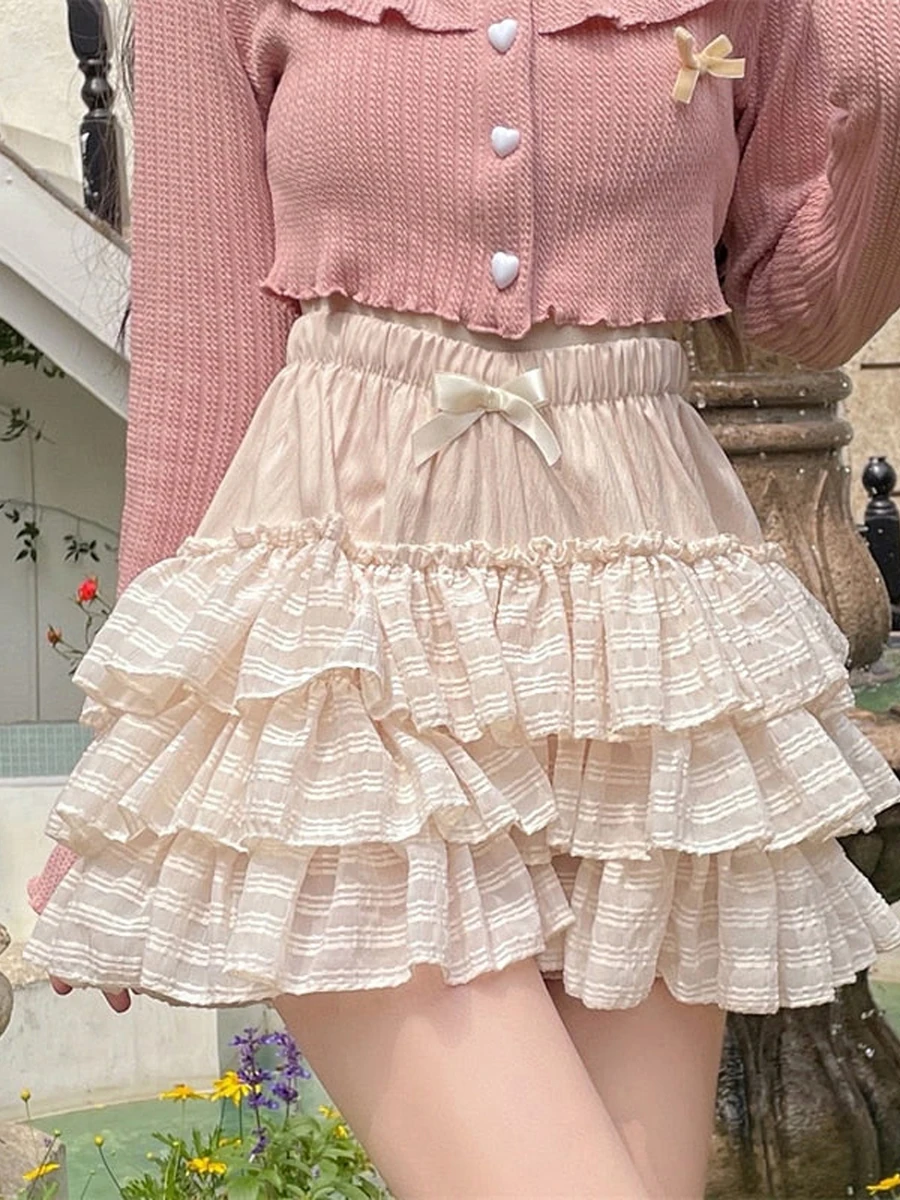 Women Y2K Lolita Bloomers Sexy Lace Trim Pumpkin Shorts Ruffle Layered Bottoms Fairy Grunge Sweet Pettipants