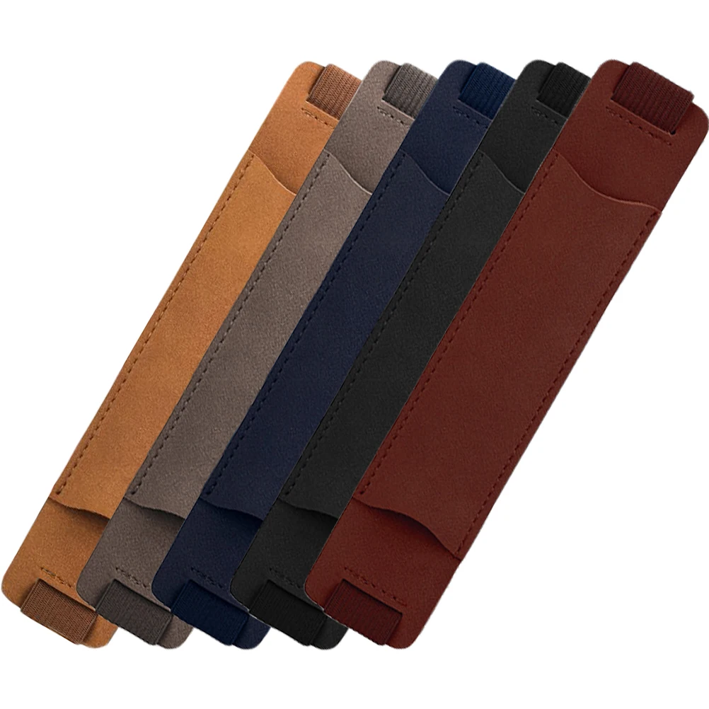 

5 Pcs Pen Protector Elastic Protective Pen Case Band PU Notebook Holder Case Black Brown Dark Blue Gray Red