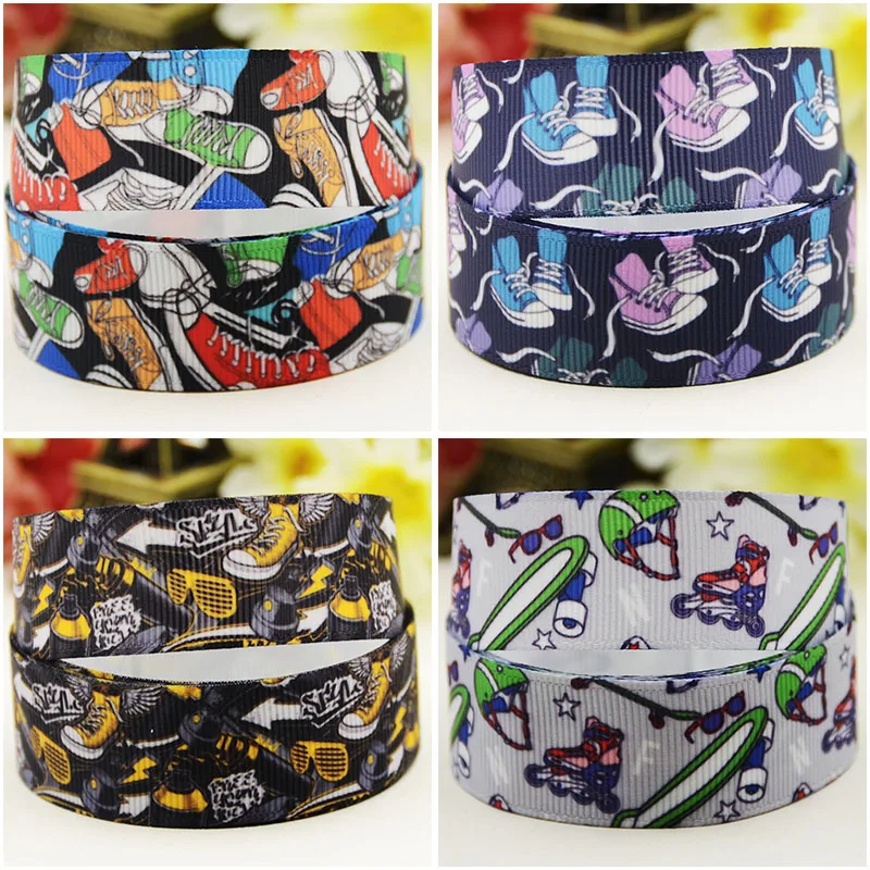 

22mm 25mm 38mm Shoe Cartoon printed Grosgrain Ribbon DIY Hair Bows Merry Party Gift Decoration Material 10 Yards satin ribbons