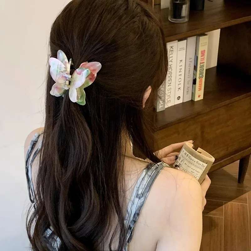 

Gradient Colorful Butterfly Hair Clips Super Fairy Butterfly Hair Claw Grab Clip Acetate Crab Hair Clips Women Headwear Hairpin