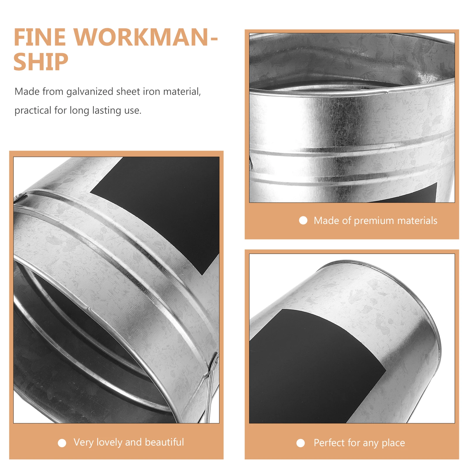 

1Pcs Waterproof Blackboard Sticker Iron Sheet Flower Bucket Home Office Desktop Floor Decor 30cm Silver Iron Sheet Flower Bucket