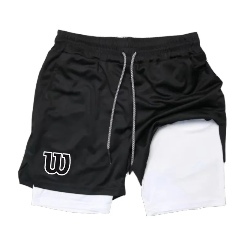 

Men 2 in 1 Double Layer Running Shorts Sports Casual Gym Workout Brand Mesh Breathable Basketball running Shorts Summer2026