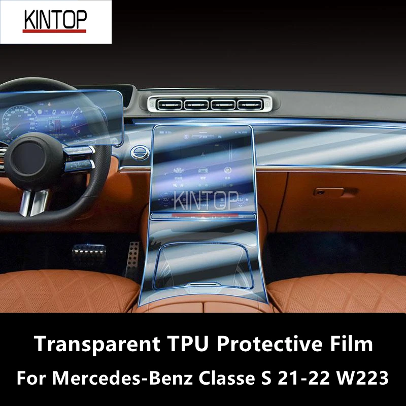 For Mercedes-Benz Classe S 21-22 W223 Car Interior Center Console Transparent TPU Protective Film Anti-scratch Repair Film