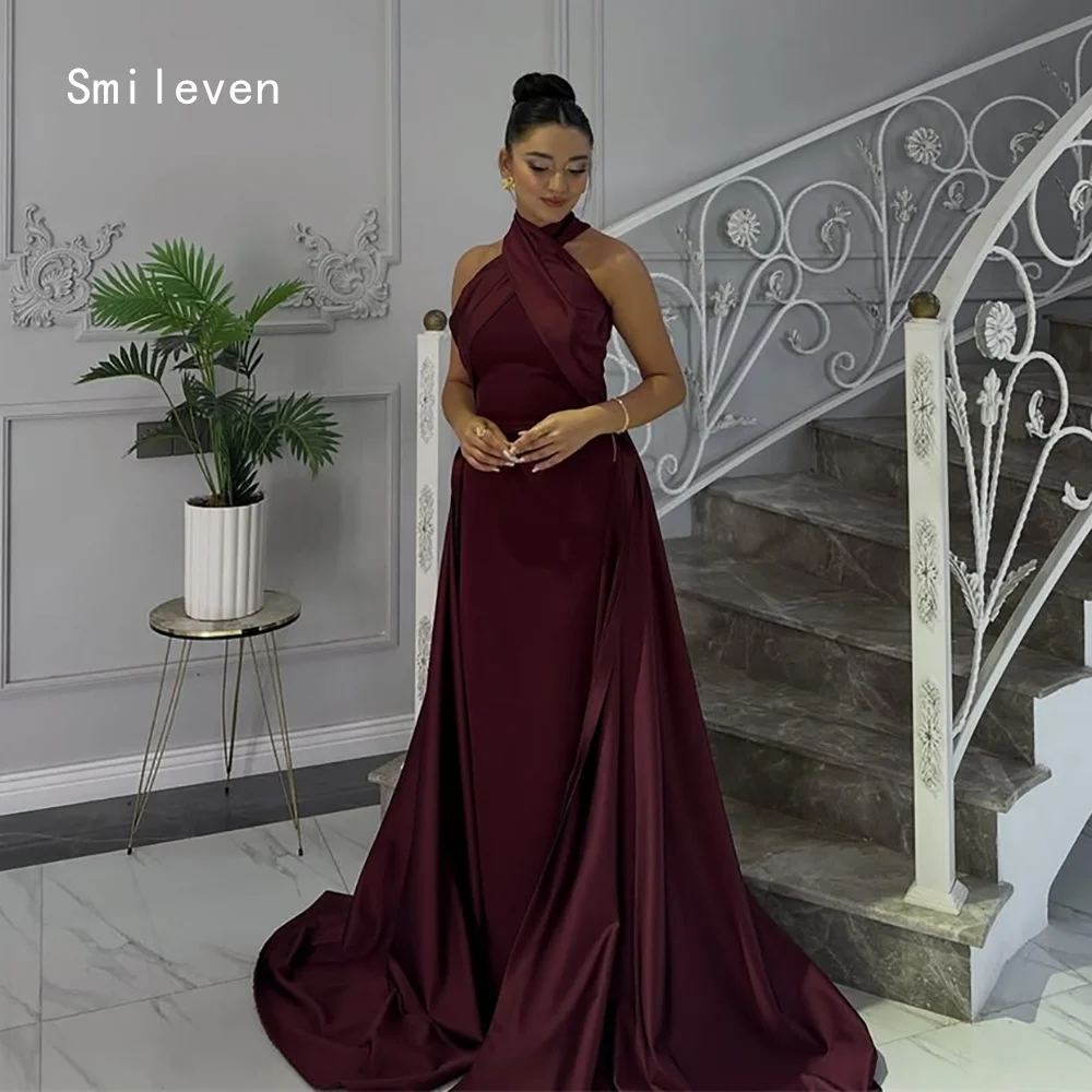 

Smileven Luxury Burgundy Mermaid Prom Dress Halter Party Gowns Formal Elegant Occassion Dress Customized 2026