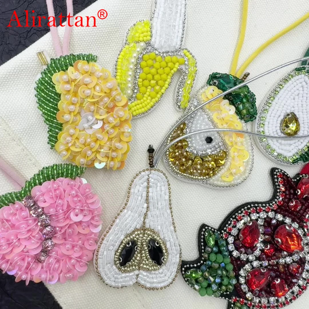 

Alirattan 2025 New Creative Fruit Bead Pendant Pomegranate Banana Pear Cute Bag Decoration Keychain Backpack Hanging Decoration