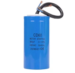 CD60 900UF 300V AC Starting Capacitor For Heavy Duty Electric Motor Air Compressor Two Wires
