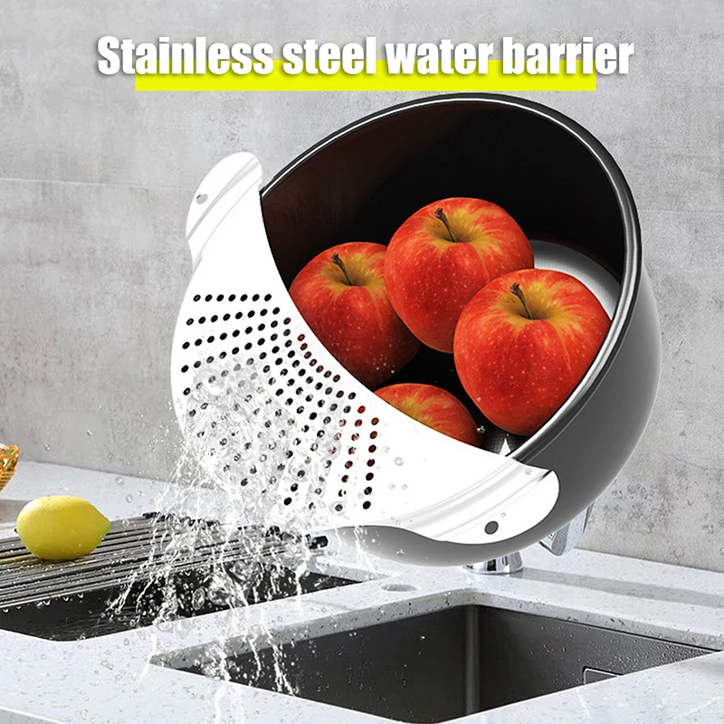 

1Pc Stainless Steel Kitchen Drainer Fruit Vegetable Water Filter Pot Edge Baffle Slag Board Kitchen Cleaning Tool