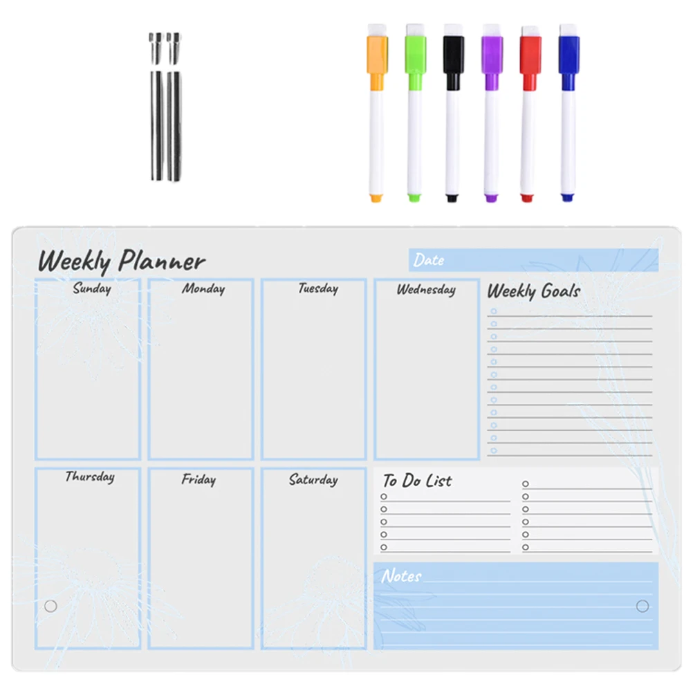 

Erasable Acrylic Memo Small Desktop Dry Erase Board White Board Smooth Surface Reusable Office Desk Accessories 6 Pens 2 Nails