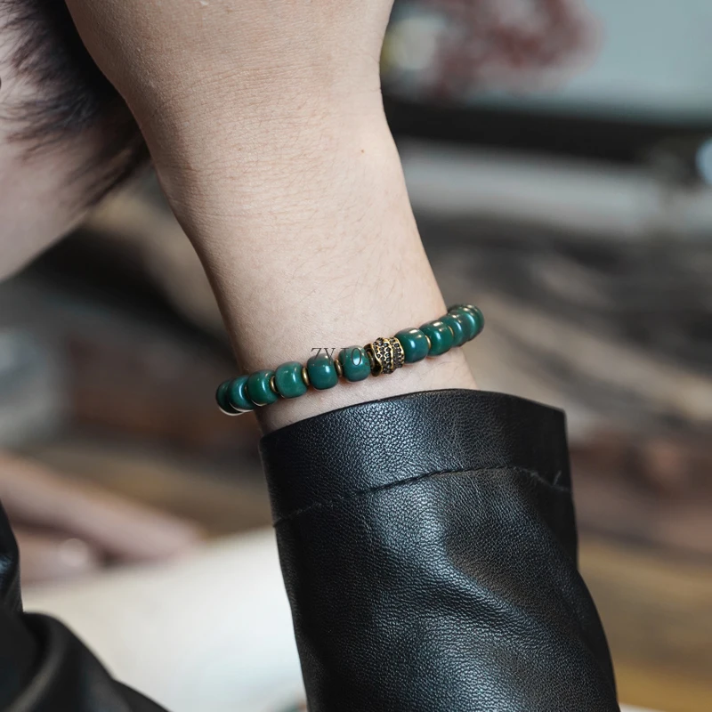 Ethnic wind green Bodhi root bracelet women's retro literary beads bracelet cultural play jewelry
