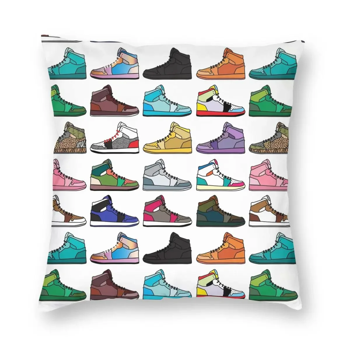 Sneaker Square Pillowcase Polyester Linen  Creative Zip Decor Pillow Case Room Cushion Case 45x45cm 18x18Inch