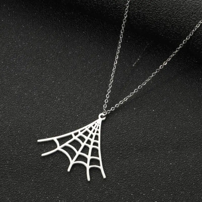 Spider Web Gothic Pendant Diy Necklace Handmade Jewelry Halloween Cosplay Stainless Steel Chain Necklace Choker Desinger Charms