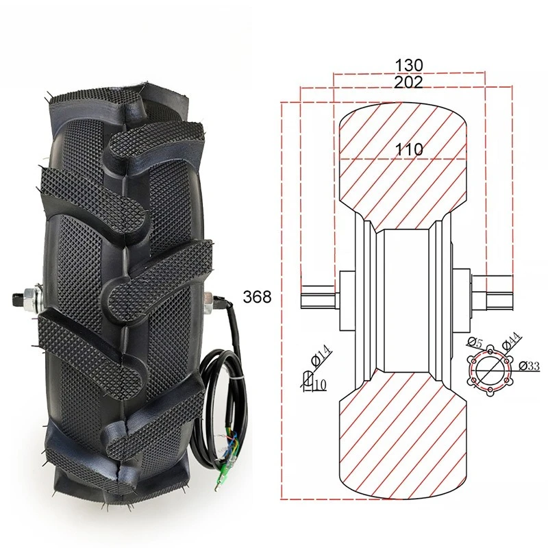 Tooth speed ratio 1:5 trolley low speed motor wheel agricultural tire 14x5.00-6.5 unicycle with controller