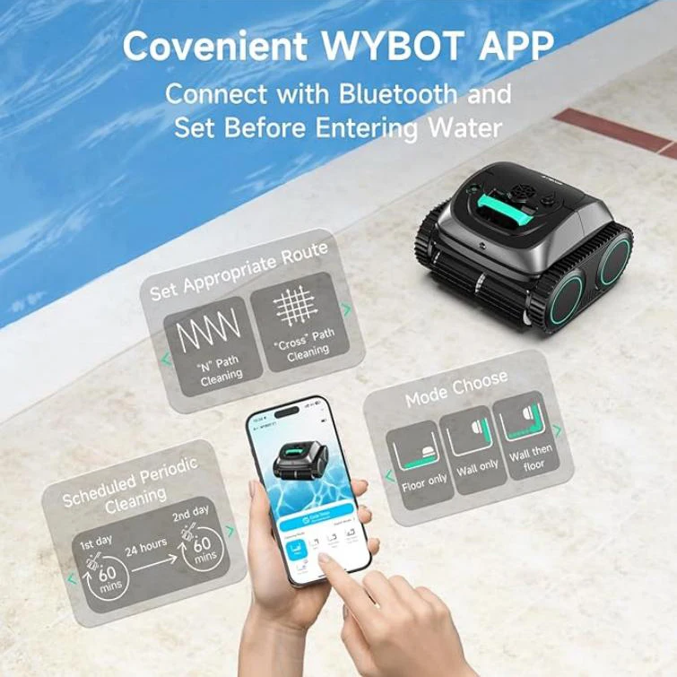 WYBOT C1 Automatic Pool Cleaning Robot Lithium Battery Home Pool Maintenance New Model for Swimming Pool Cleaning