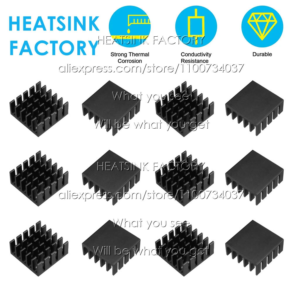 22x22x10mm Black Zigzag Aluminum Pin Fins Fans & Heatsink Cooling for LED Power IC Transistor Module PCB