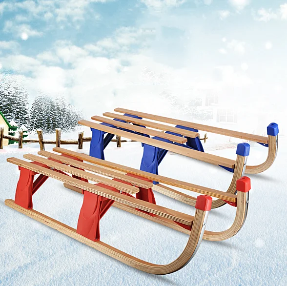 Winter Toboggan foldable sled wood child wooden snow sled sledge for sale retro sled