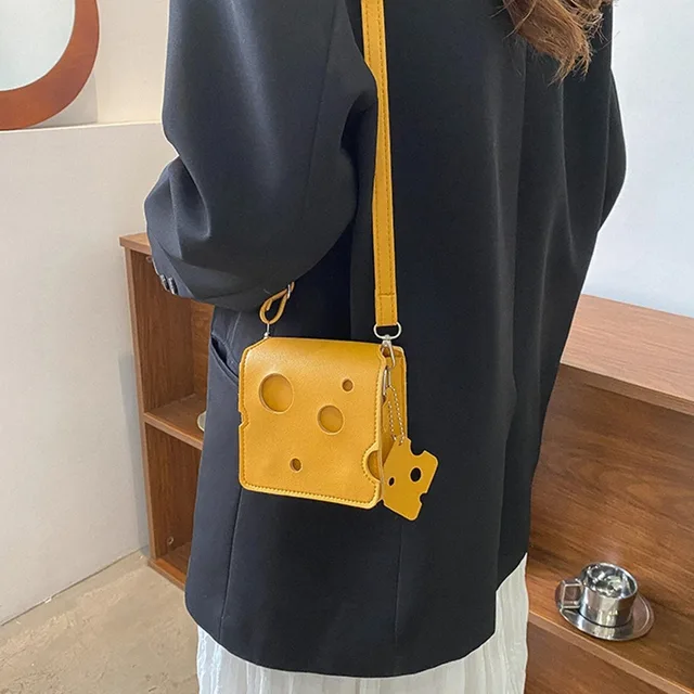 Damskie trójkątne i kwadratowe w kształcie sera Mini torby ze skóry PU śliczne słuchawki szminki torebki torebki torba na ramię typu crossbody