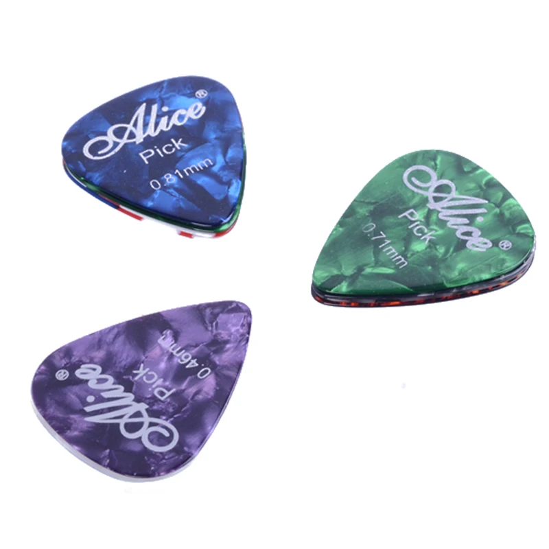 Alice-púas de guitarra eléctrica acústica, 12 piezas, Plectrums and1, caja redonda de Metal