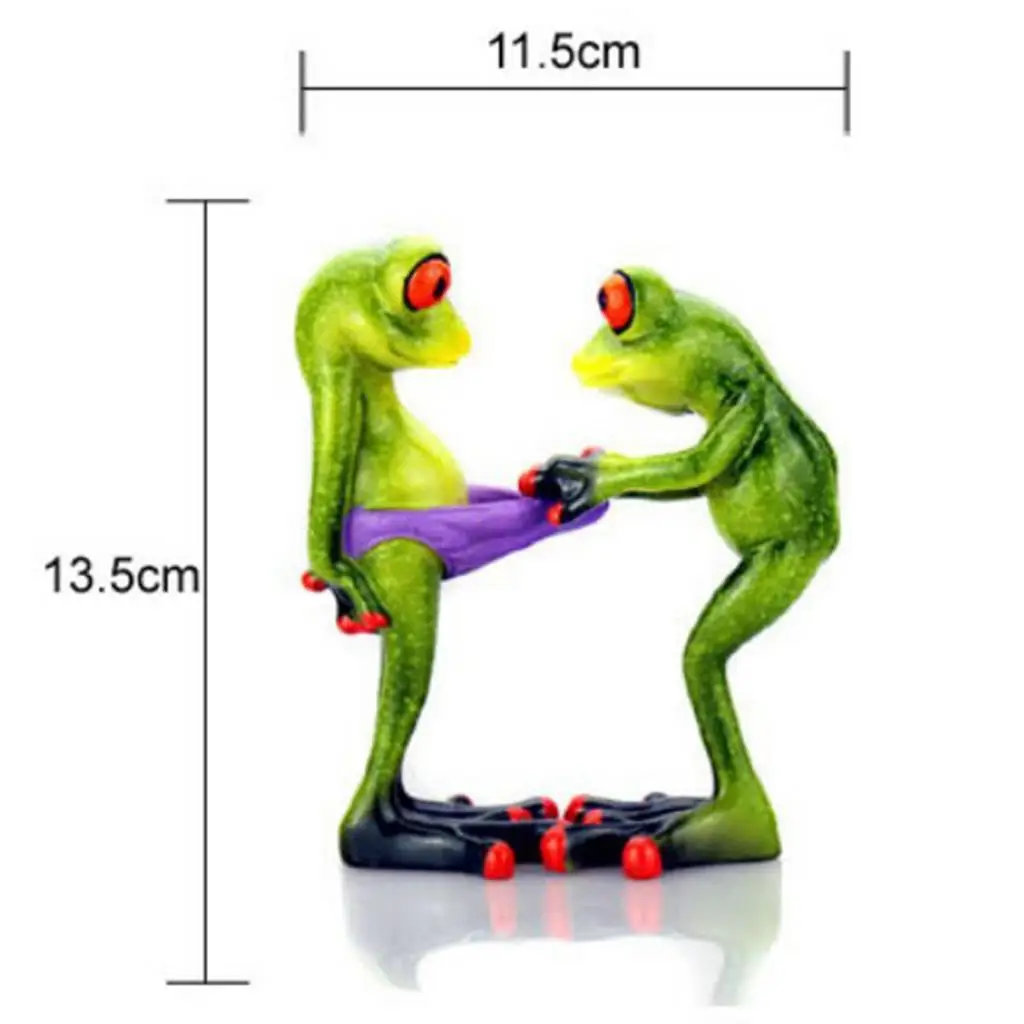 Frog Statue Handpainted Sculpture Artwork Novelty Garden Decor Ornament