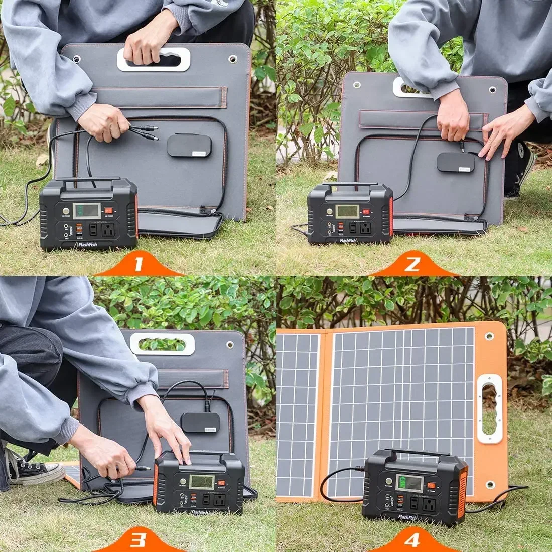 200W Portable Power Station FlashFish 40800mAh Solar Generator with 110V AC Outlet/2 DC Ports/3 USB Ports USB-C/QC3.0