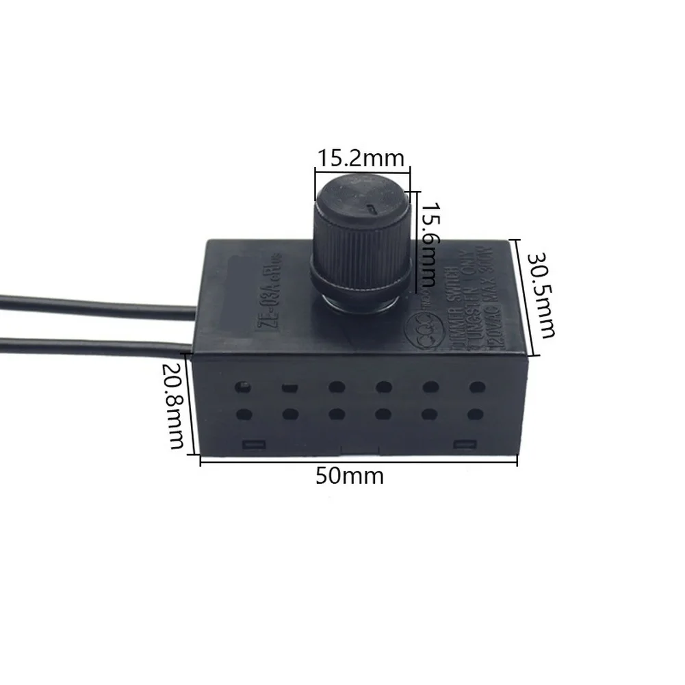 ZE 03A Rotary Dimmer Switch 300W Load Capacity for Incandescent For Halogen and Dimmable LED Lights 120V and 240V Input Support