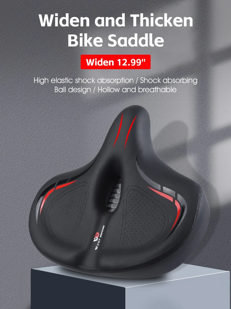 AliExpress West Biking WEST BIKING Widen&Thicken Bicycle Saddle Soft Shock Absorption Oversize Bike Cushion Hollow Breathable MTB Road Cycling Seat