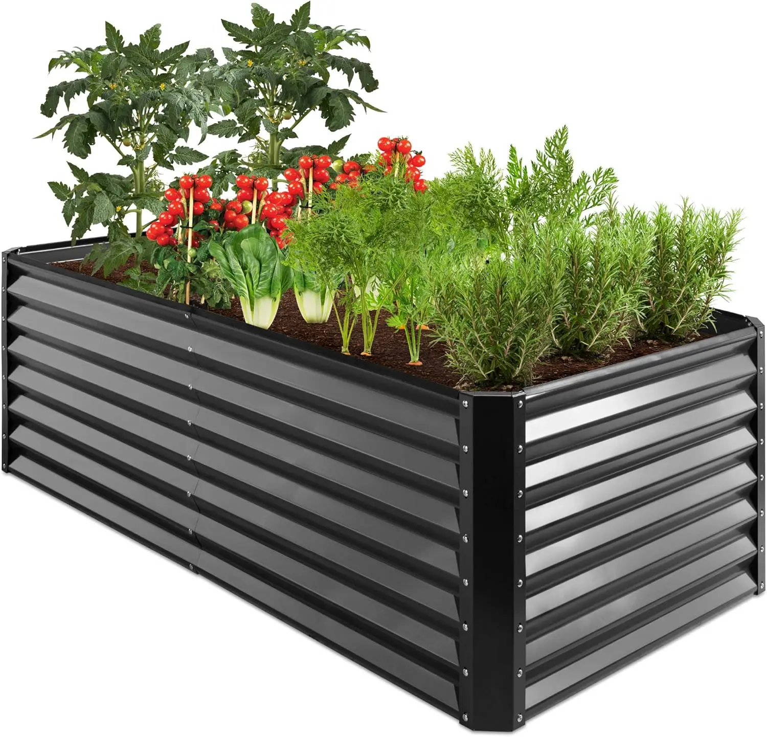 

6x3x2ft Outdoor Metal Raised Garden Bed, Deep Root Box Planter for Vegetables, Flowers, Herbs, and Succulents w/ 269 Gallon Gray