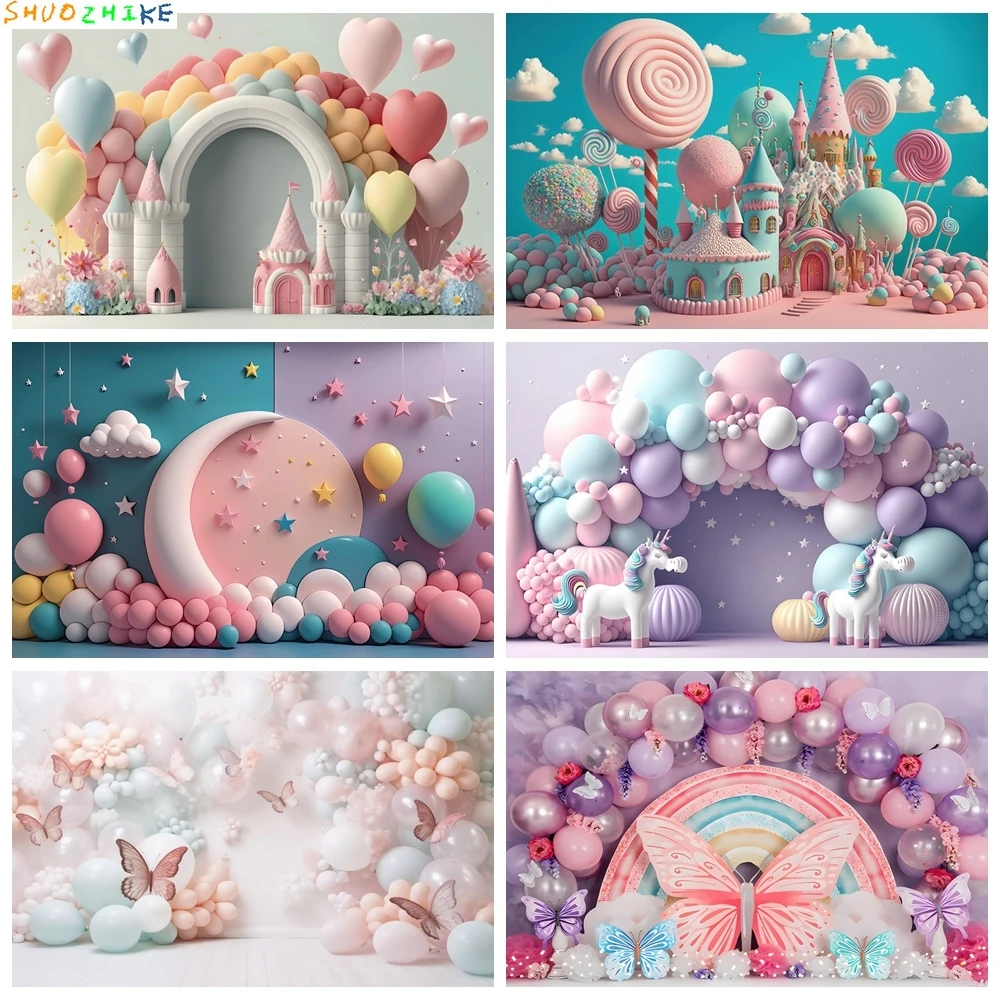 قوس بالون الزهور التصوير خلفية الطفل حفلة عيد ميلاد كعكة سحق صورة ديكور صورة خلفية استوديو مخصص #1