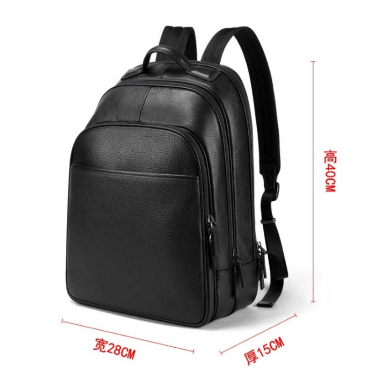 Nova mochila de couro genuíno dos homens mochila de negócios durável grande capacidade de couro de vaca bolsa de negócios mochila de viagem