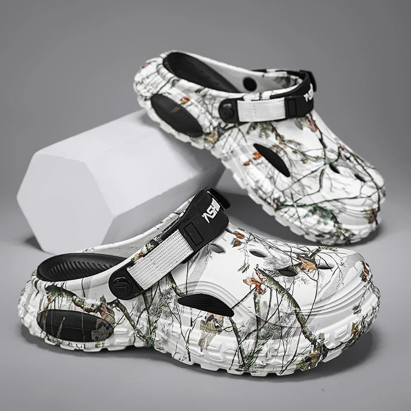 Summer thick soled outdoor garden shoes, fashionable cool slippers, men's perforated shoes