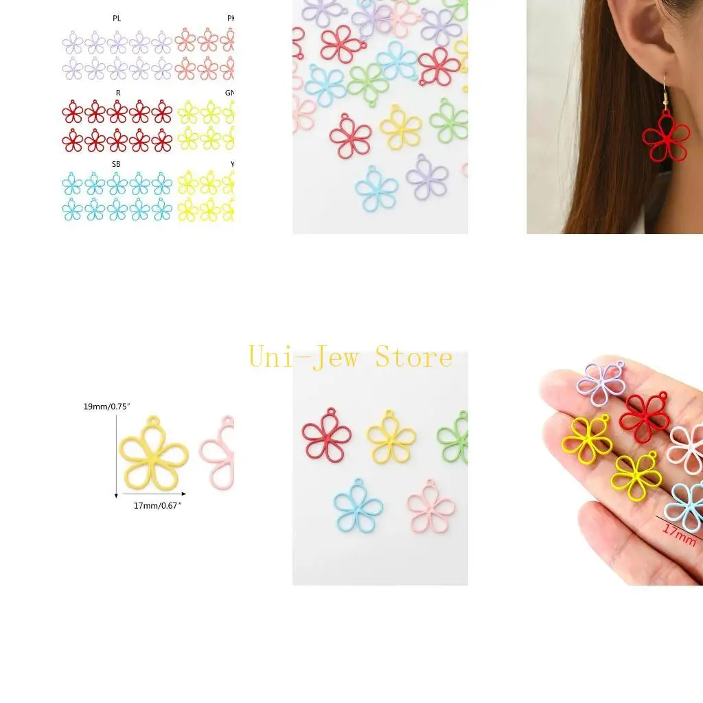 

40GB 10Pcs Five Petal Flower Hollow Frame Charm Alloy Open Back Bezel Pendants for DIY lower Jewelry Bracelet Necklace Craft