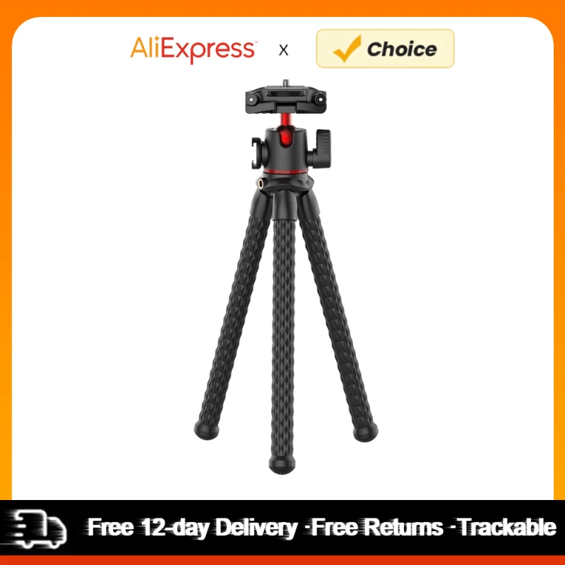 Flexible Mini Octopus Tripod with Cold Shoe Mount 360 ° Rotatable Panoramic Ball Head Quick Plate Max. 2KG Load Bearing