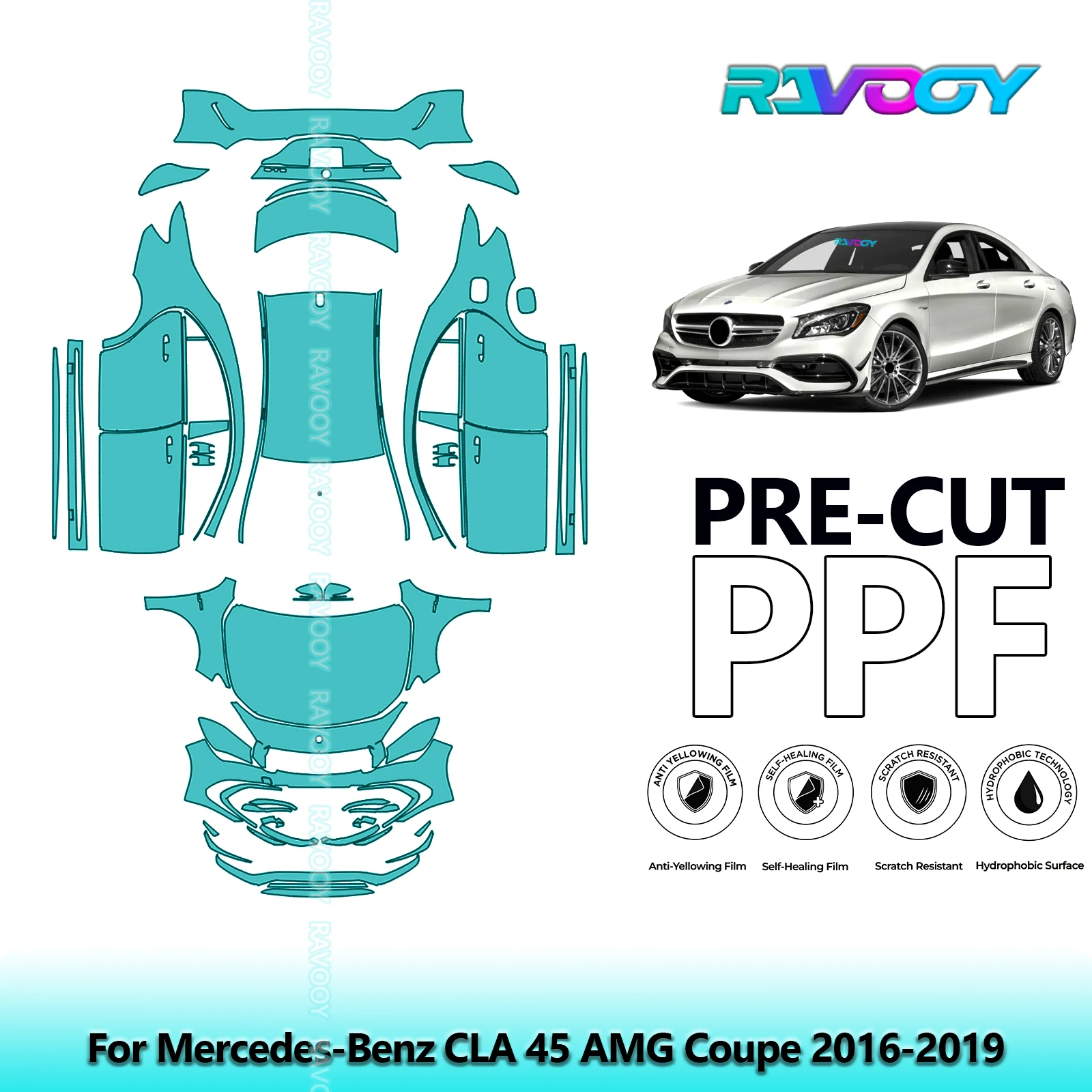 

Full Vehicle Clear Bra Precut PPF Paint Protection Film For Mercedes-Benz CLA 45 AMG Coupe 2016-2019